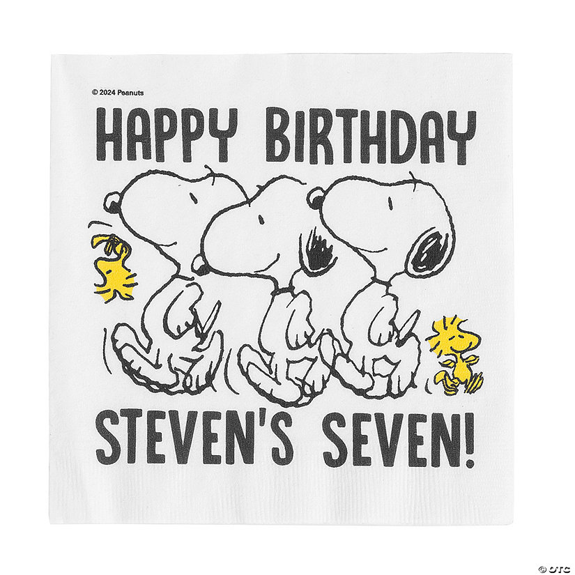Bulk 50 Ct. Personalized Peanuts<sup>&#174;</sup> Snoopy & Woodstock Luncheon Napkins Image