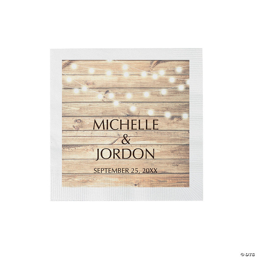 Bulk 50 Ct. Personalized Rustic Wedding Beverage Napkins Image