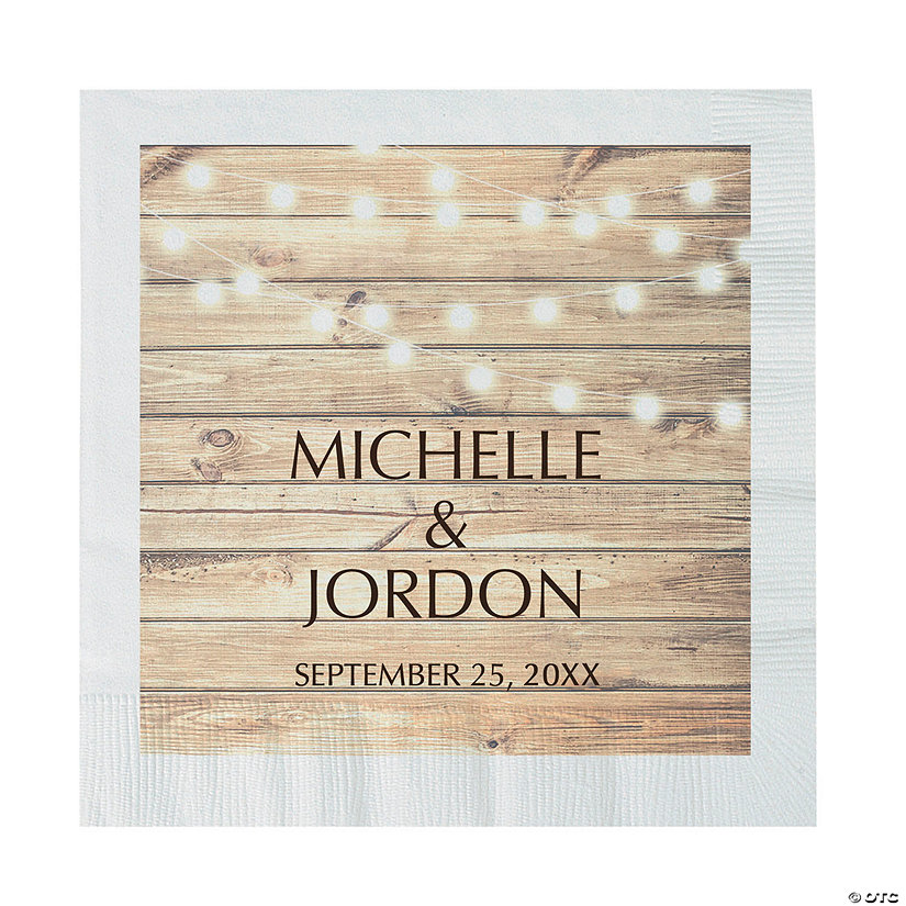 Bulk 50 Ct. Personalized Rustic Wedding Luncheon Napkins Image