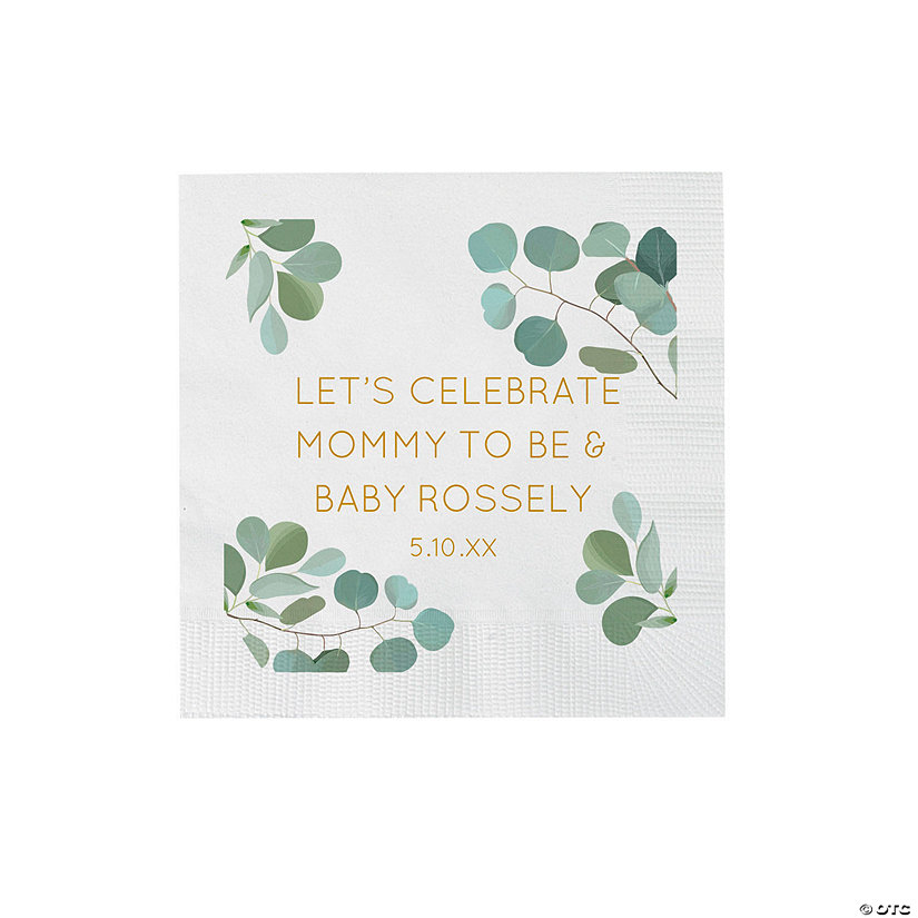 Bulk 50 Ct. Personalized Simple Eucalyptus Beverage Napkins Image