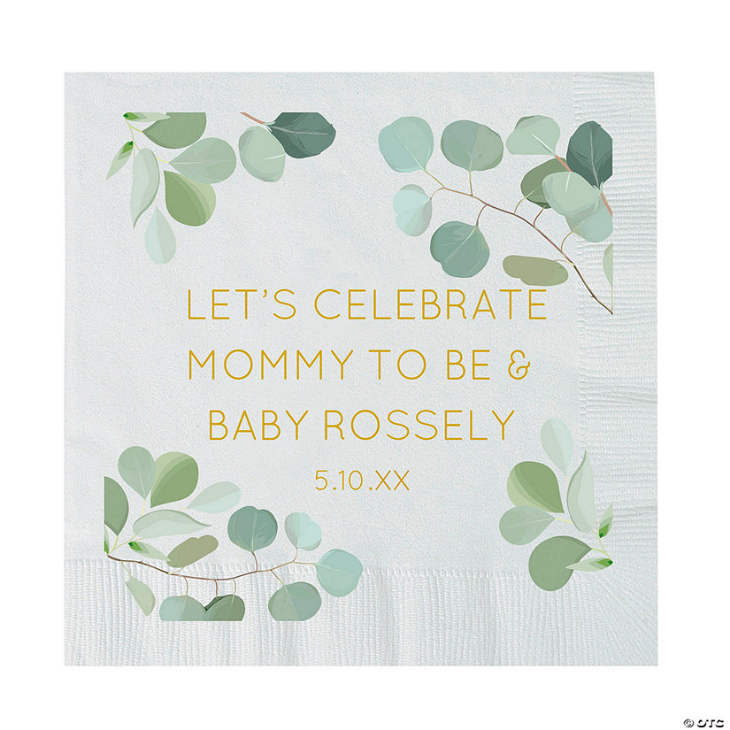 Bulk 50 Ct. Personalized Simple Eucalyptus Luncheon Napkins Image