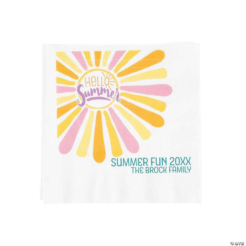 Bulk 50 Ct. Personalized Summer Party Beverage Napkins Image