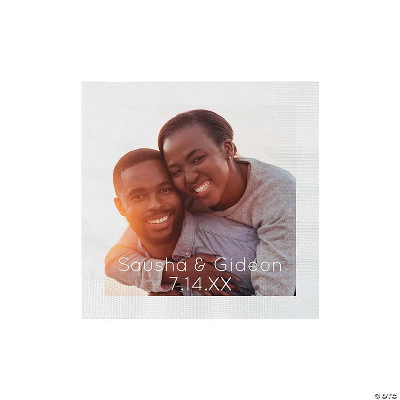 Bulk 50 Ct. Personalized Text Custom Photo Beverage Napkins Image