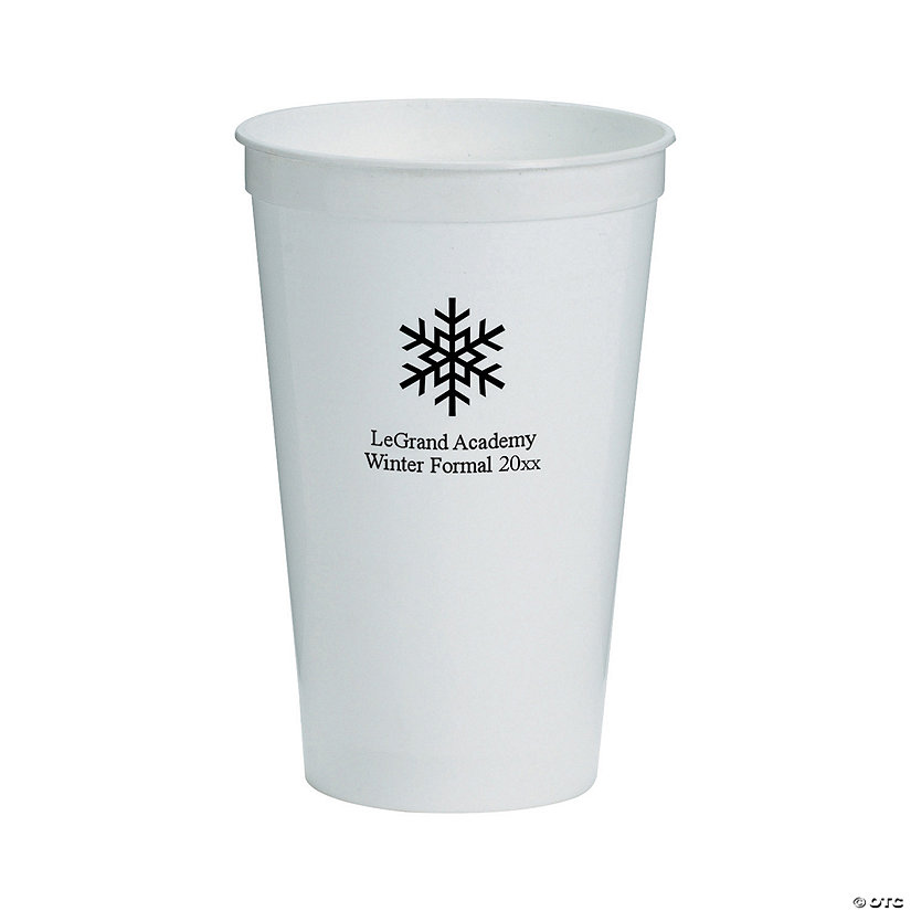 Bulk 50 Ct. Personalized White Winter Wonderland Plastic Tumblers Image Thumbnail
