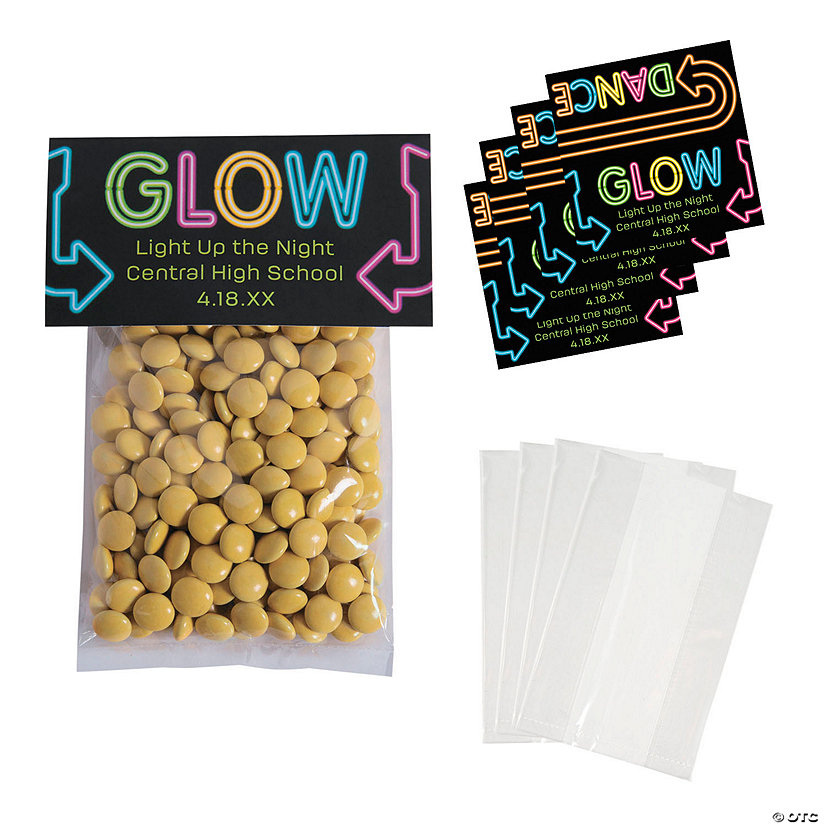 Bulk 50 Pc. 4" x 5 1/2" Personalized DIY Glow Cellophane Treat Bags Image Thumbnail