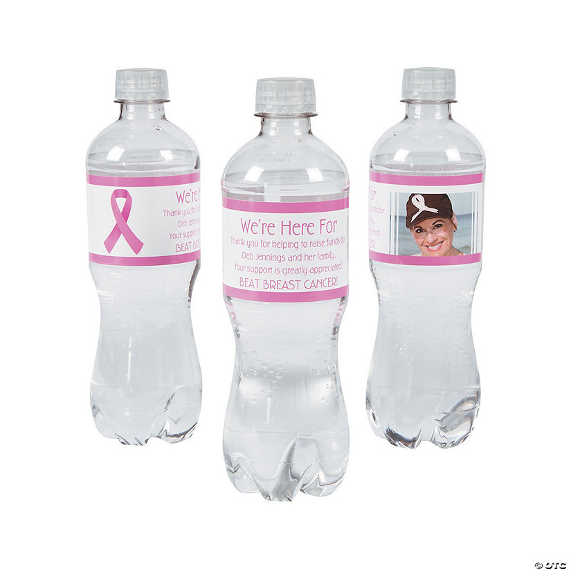 Bulk  50 Pc. Custom Photo Awareness Ribbon Water Bottle  Labels Image Thumbnail