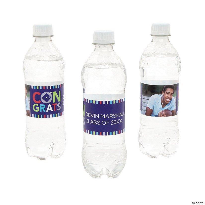 Bulk  50 Pc. Custom Photo Bright Grad Water Bottle Labels Image