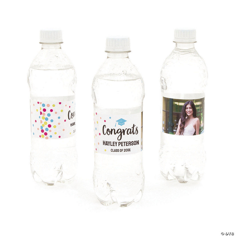 Bulk  50 Pc. Custom Photo Congrats Girl Grad Water Bottle Labels Image