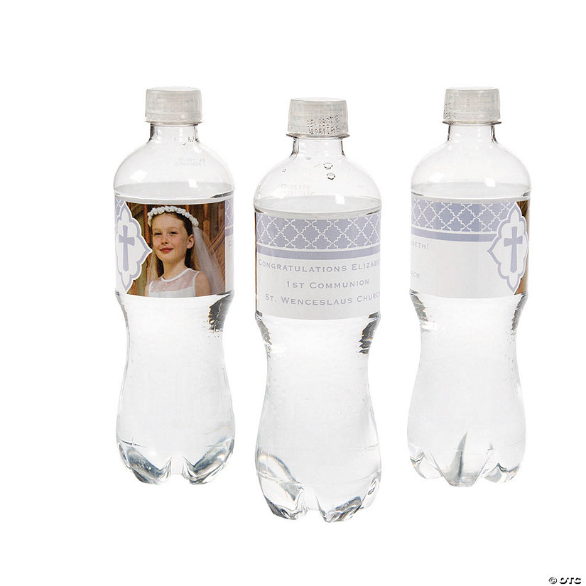 Bulk  50 Pc. Custom Photo Cross Water Bottle Labels Image Thumbnail