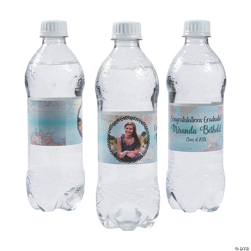 Bulk  50 Pc. Custom Photo Grad Adventure Water Bottle Labels Image Thumbnail