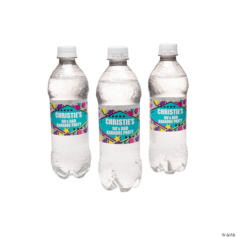 Bulk 50 Pc. Personalized 90s Water Bottle Labels Image Thumbnail