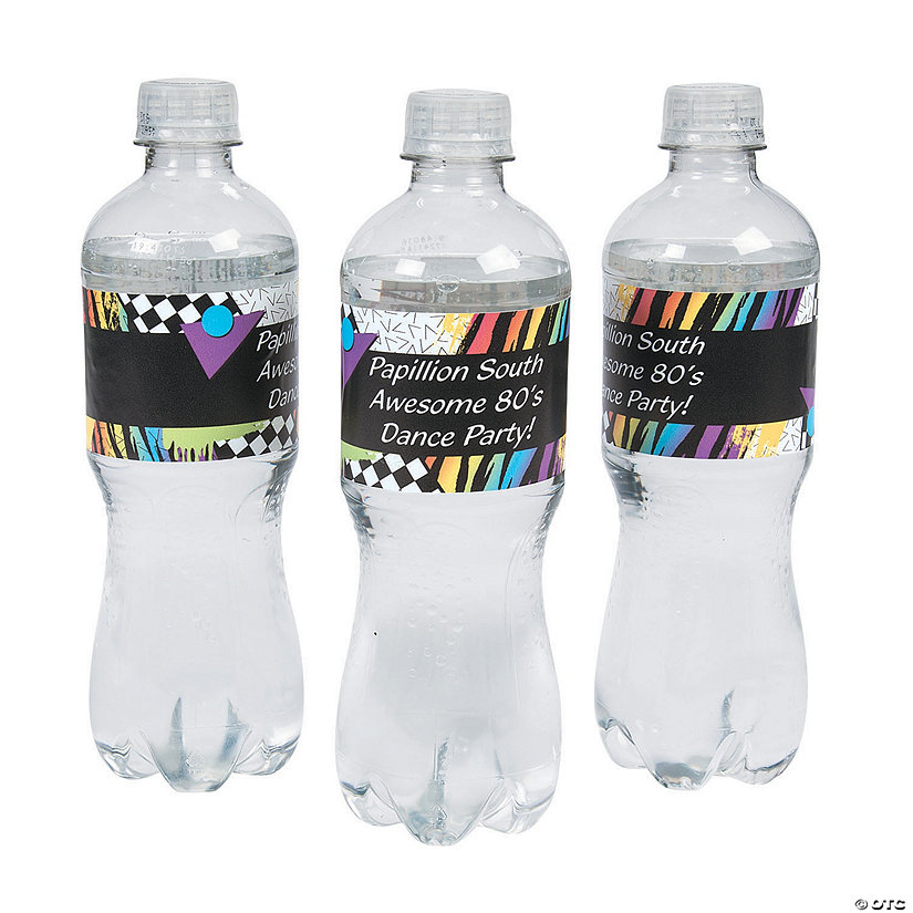 Bulk 50 Pc. Personalized Awesome 80s Water Bottle Labels Image Thumbnail