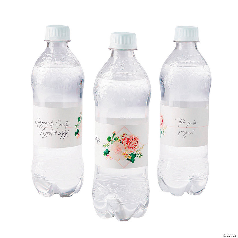 Bulk 50 Pc. Personalized Blush Floral Water Bottle Labels Image Thumbnail