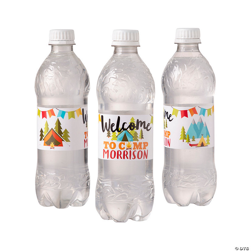 Bulk 50 Pc. Personalized Camp Party Water Bottle Labels Image Thumbnail