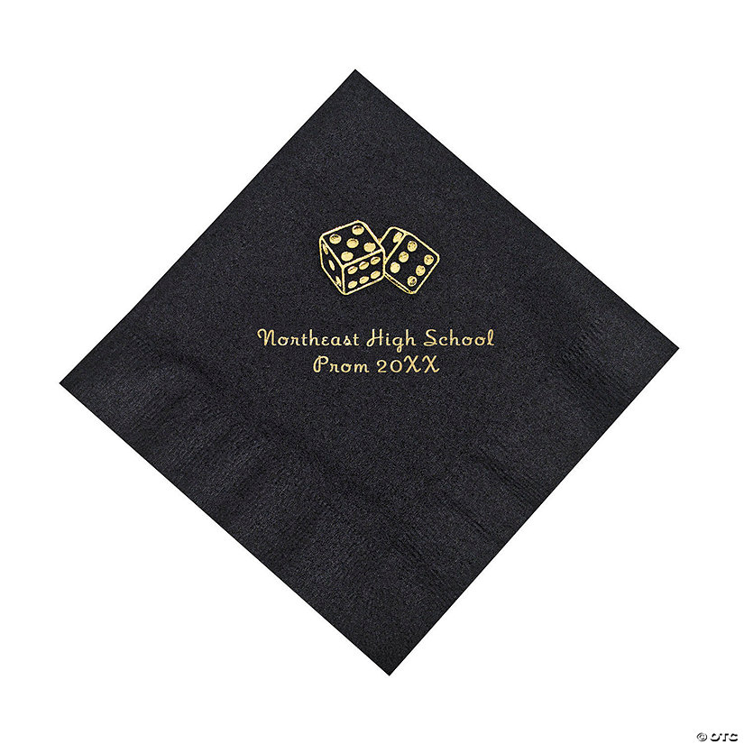 Bulk 50 Pc. Personalized Casino Black Luncheon Napkins with Gold Foil Image Thumbnail