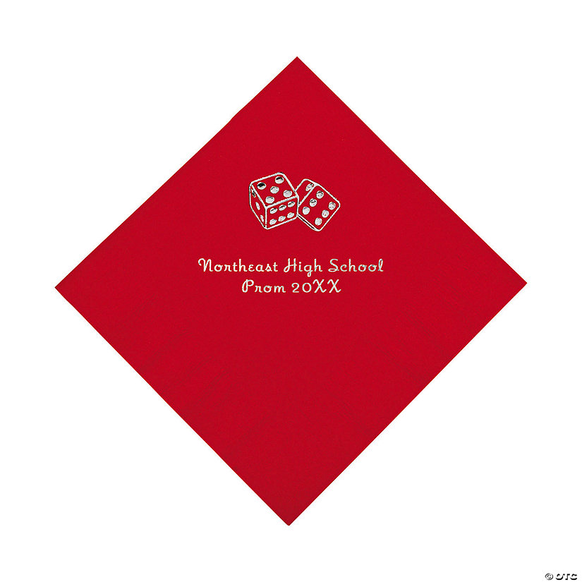 Bulk 50 Pc. Personalized Casino Red Luncheon Napkins with Silver Foil Image Thumbnail