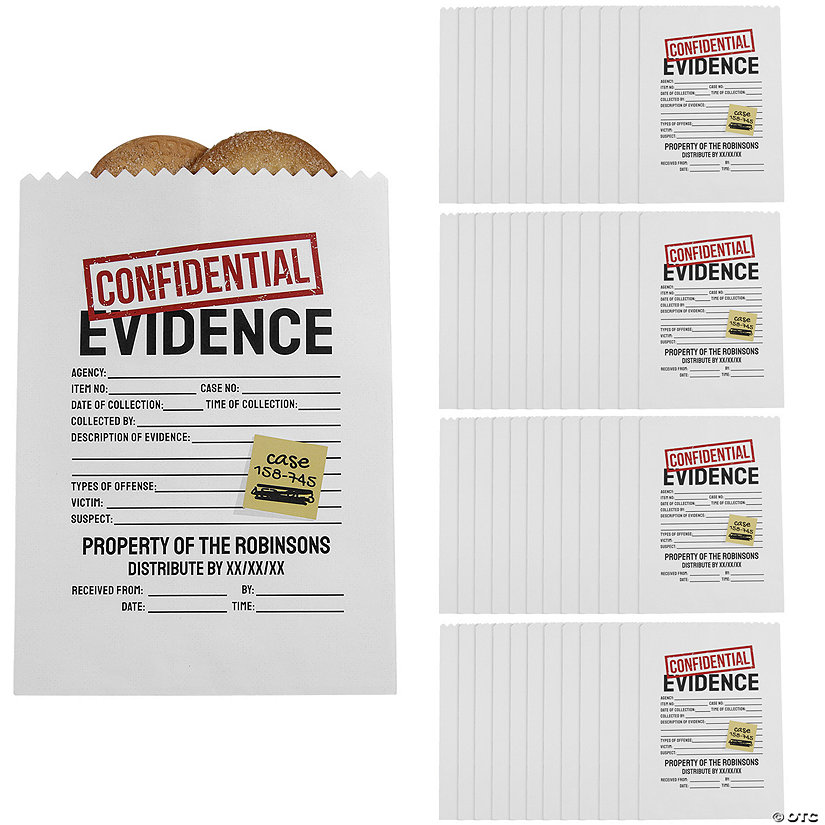 Bulk 50 Pc. Personalized Confidential Case Evidence Paper Treat Bags Image Thumbnail