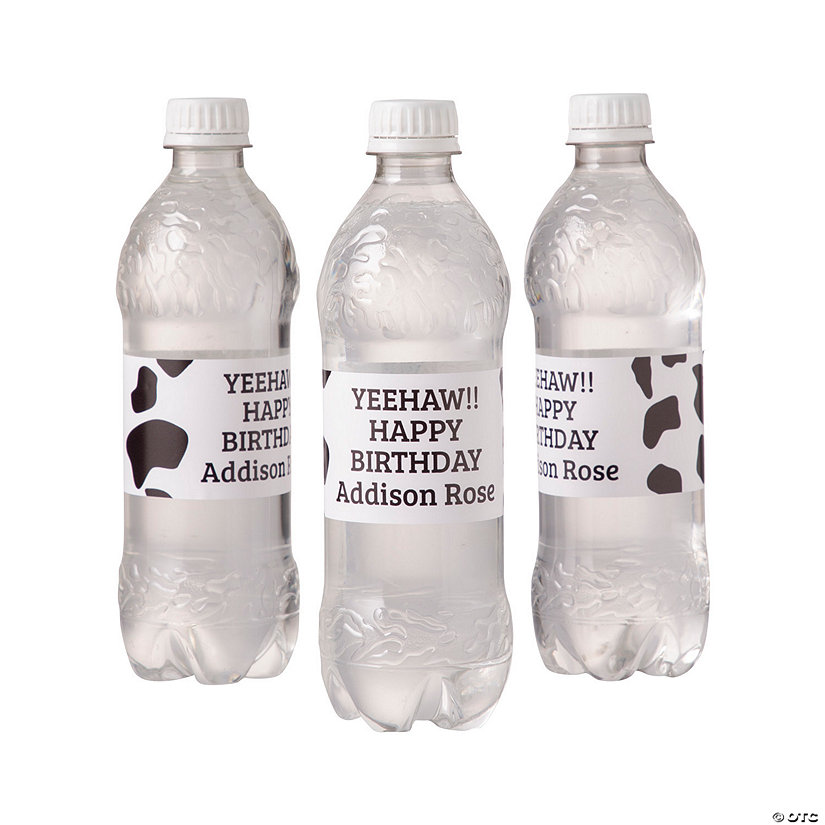 Bulk 50 Pc. Personalized Cow Print Water Bottle Labels Image Thumbnail