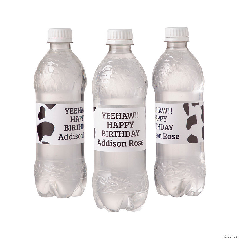 Bulk 50 Pc. Personalized Cow Print Water Bottle Labels Image