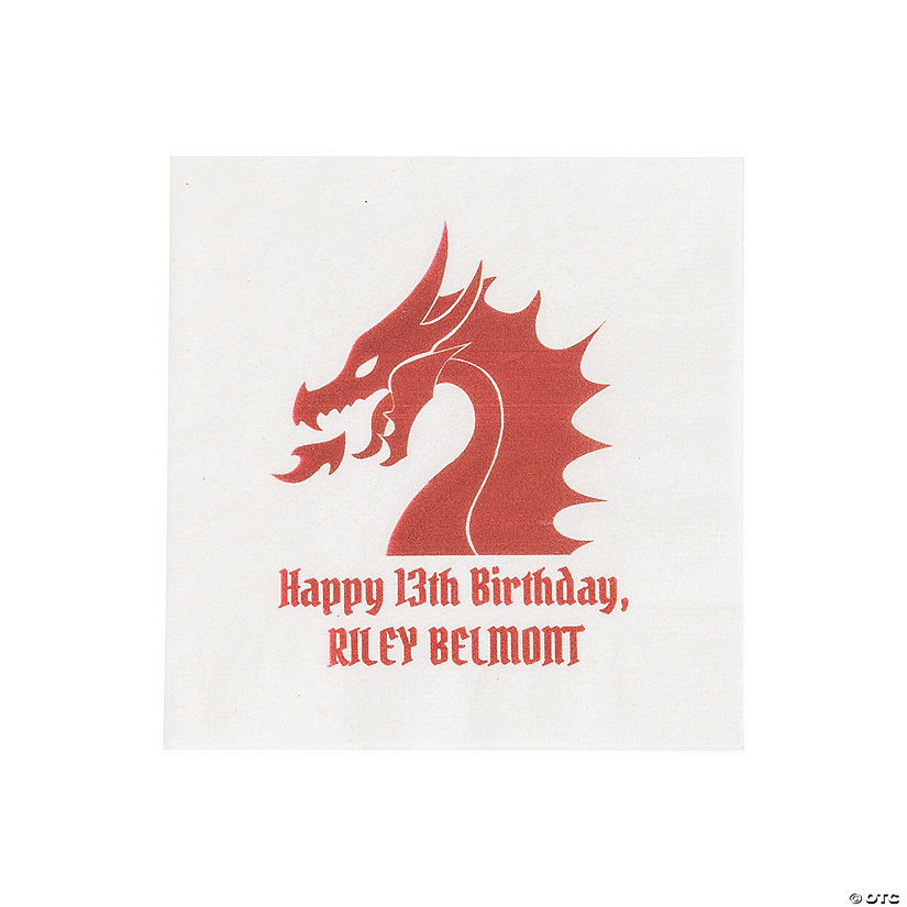 Bulk 50 Pc. Personalized Dragon Party Beverage Napkins Image