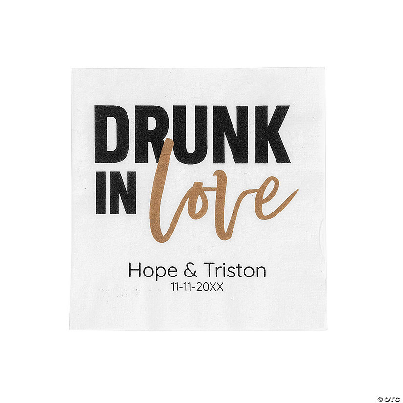 Bulk 50 Pc. Personalized Drunk in Love Beverage Napkins Image