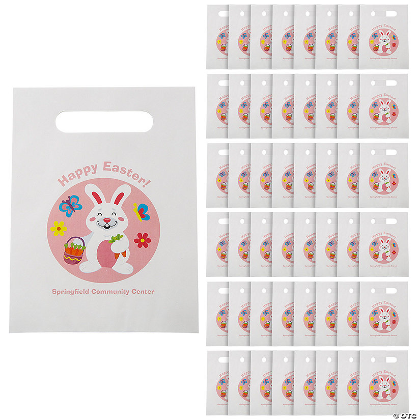 Bulk 50 Pc. Personalized Easter Paper Treat Bags with Cutout Handles Image Thumbnail