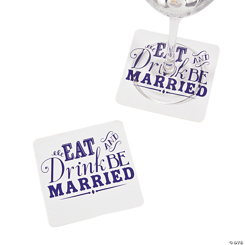 Bulk 50 Pc. Personalized Eat, Drink & Be Married Coasters Image Thumbnail