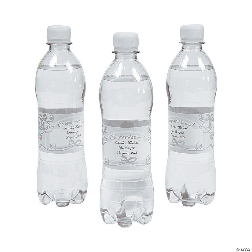 Bulk 50 Pc. Personalized Elegant Wedding Water Bottle Labels Image