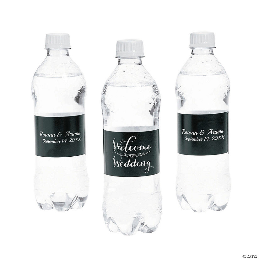 Bulk 50 Pc. Personalized Elegant Wedding Water Bottle Labels Image