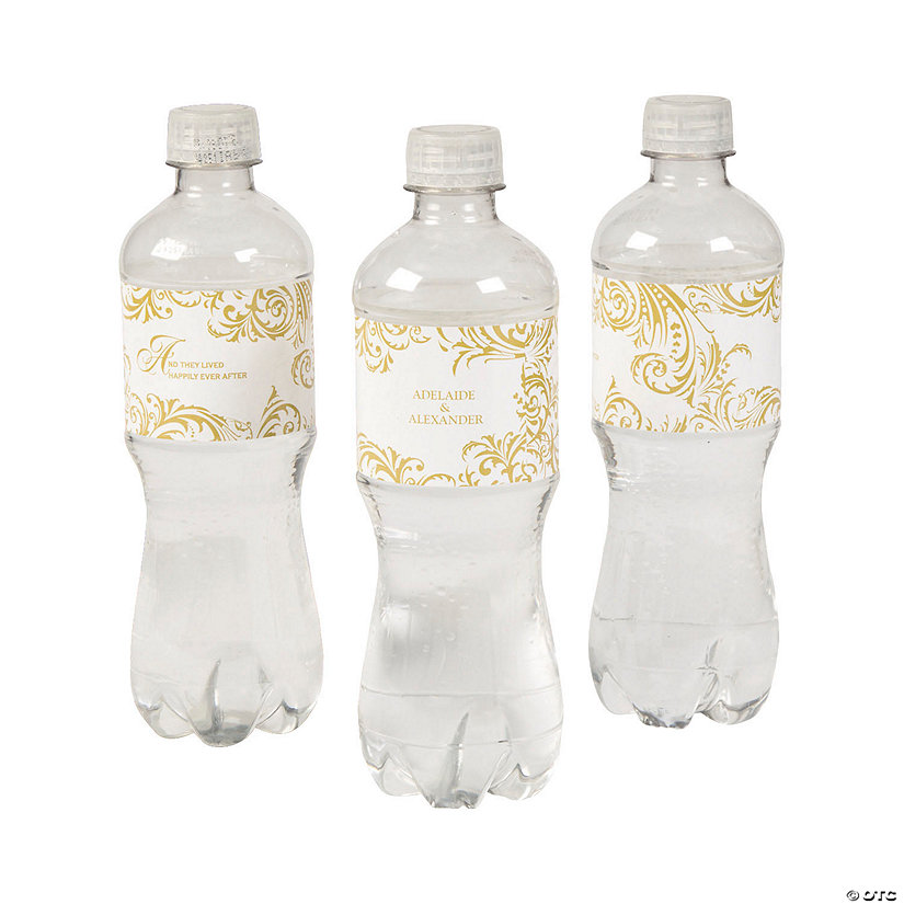 Bulk 50 Pc. Personalized Fairy Tale Wedding Water Bottle Labels Image Thumbnail