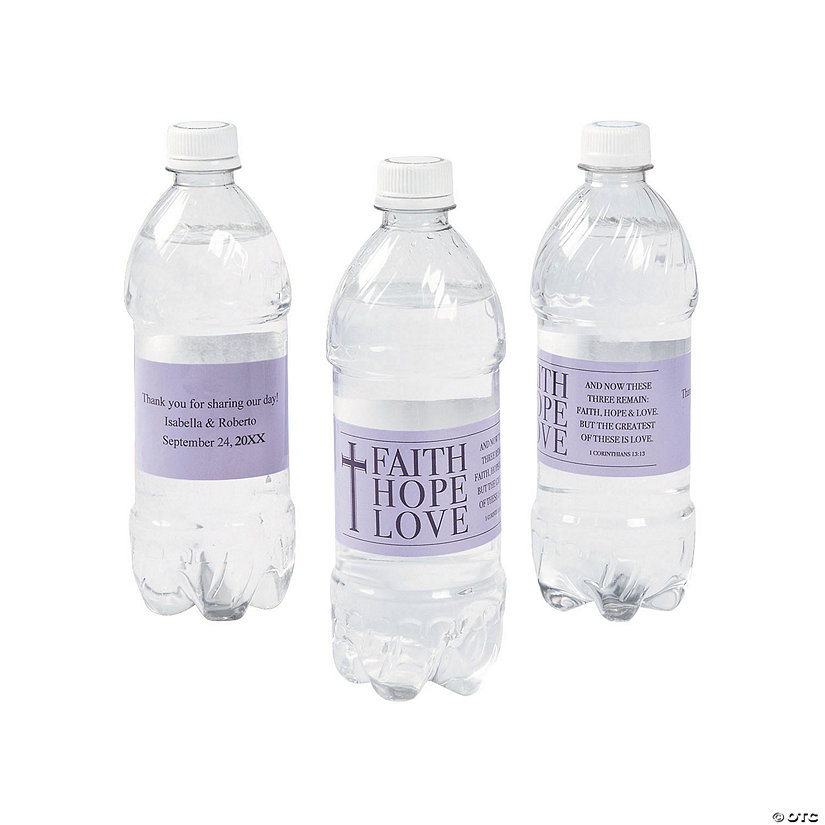 Bulk 50 Pc. Personalized Faith, Hope, Love Water Bottle Labels Image Thumbnail