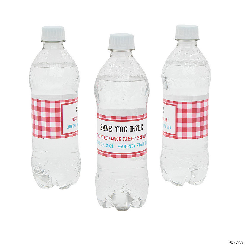 Bulk 50 Pc. Personalized Gingham Water Bottle Labels Image