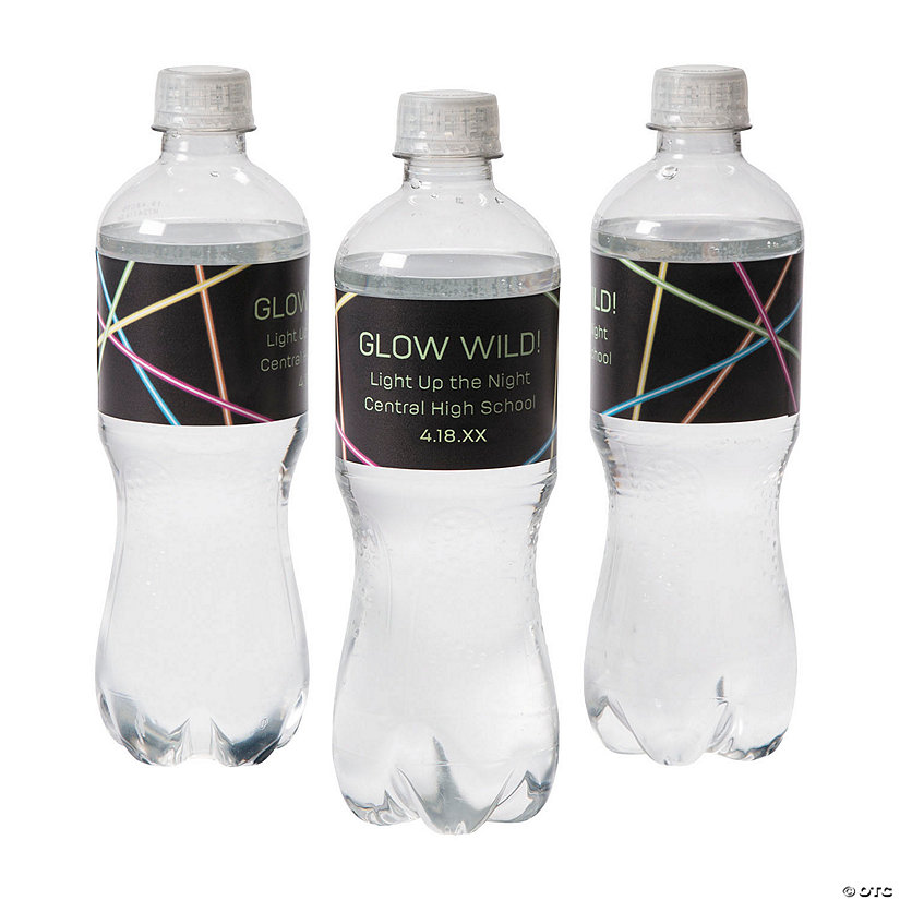 Bulk 50 Pc. Personalized Glow Water Bottle Labels Image Thumbnail