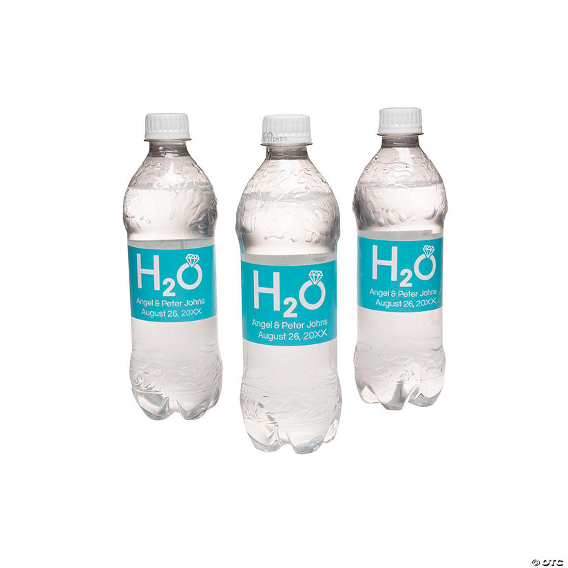 Bulk 50 Pc. Personalized H2O Wedding Water Bottle Labels Image Thumbnail