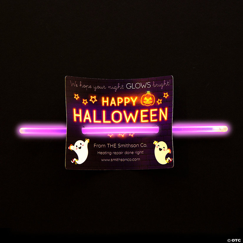 Bulk 50 Pc. Personalized Halloween Glow Bracelets with Card Image