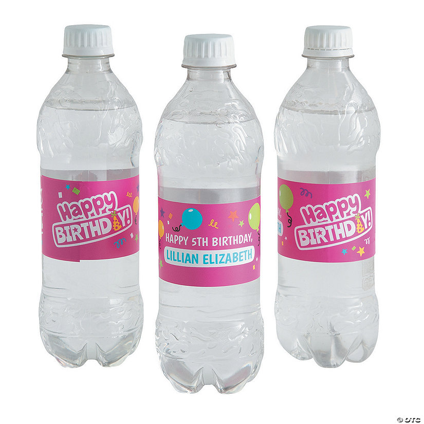 Bulk 50 Pc. Personalized Happy Birthday Water Bottle Labels Image Thumbnail