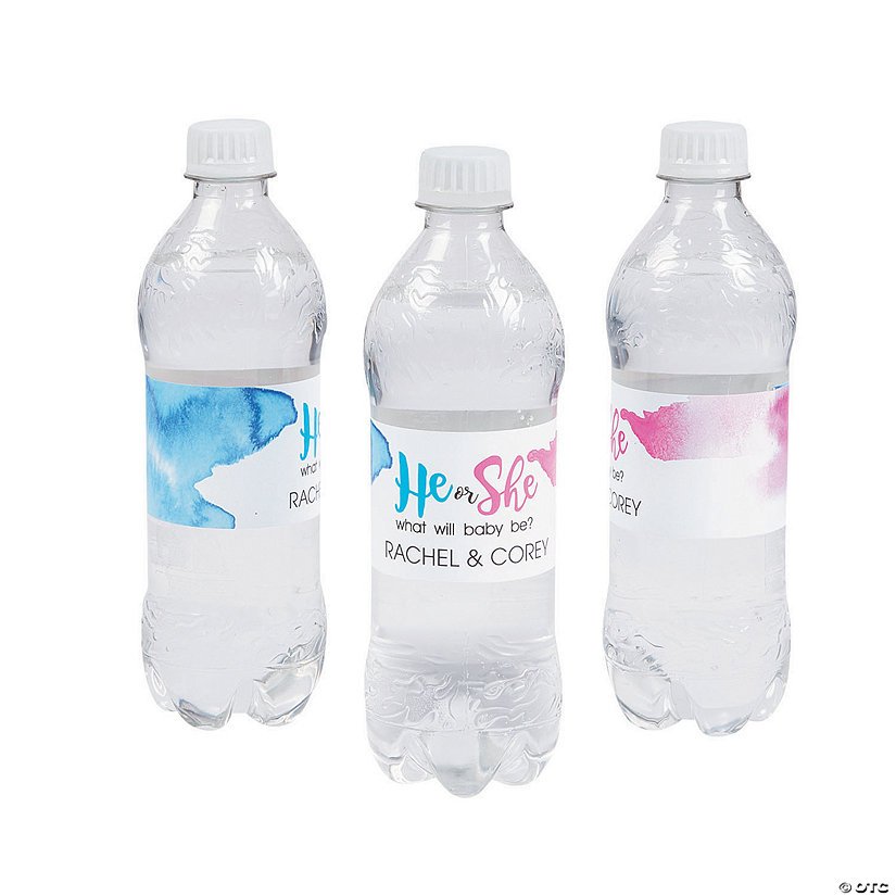 Bulk 50 Pc. Personalized He or She Water Bottle Labels Image Thumbnail