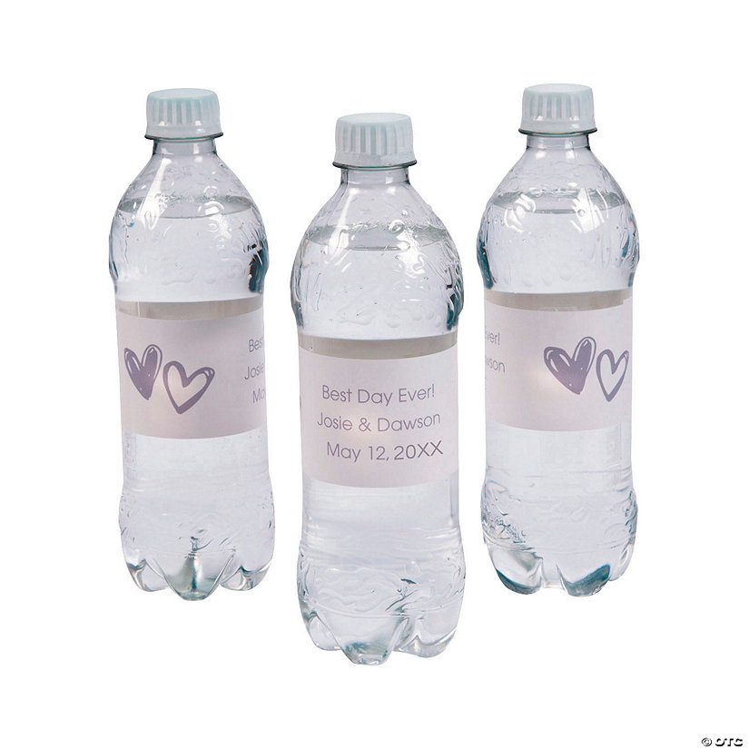 Bulk 50 Pc. Personalized Hearts Water Bottle Labels Image Thumbnail