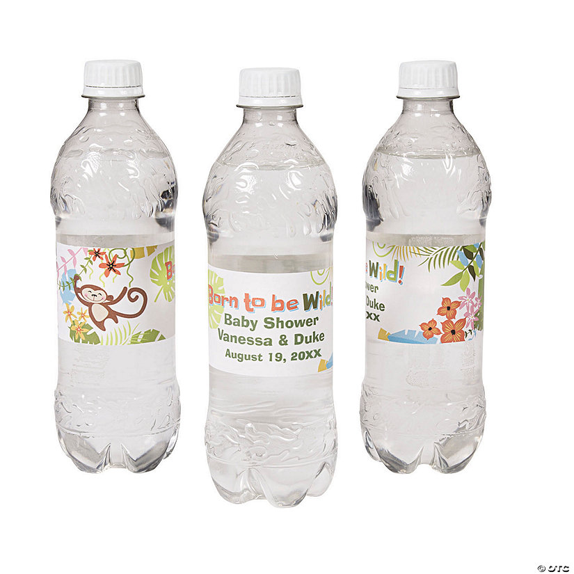 Bulk 50 Pc. Personalized Jungle Baby Shower Water Bottle Labels Image Thumbnail