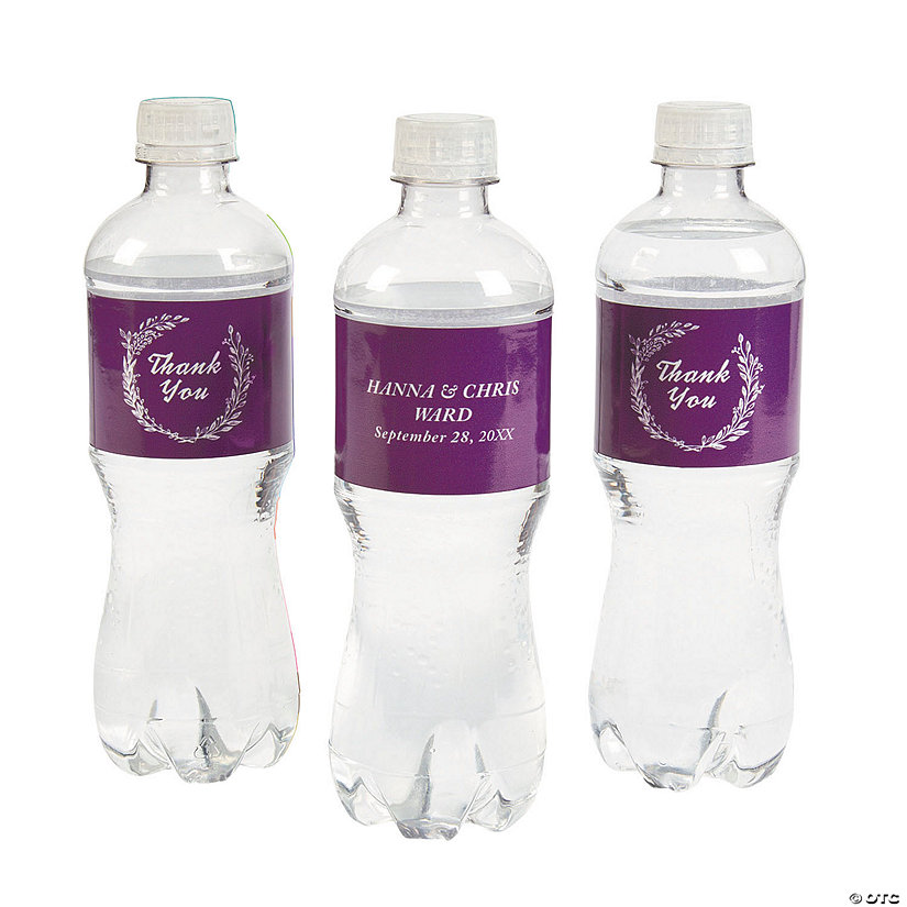 Bulk 50 Pc. Personalized Laurel Leaf Water Bottle Labels Image Thumbnail