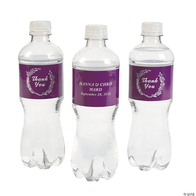 Bulk 50 Pc. Personalized Laurel Leaf Water Bottle Labels Image