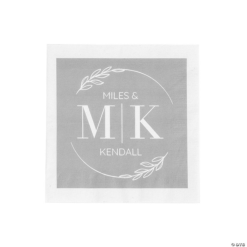 Bulk 50 Pc. Personalized Modern Initials Beverage Napkins Image