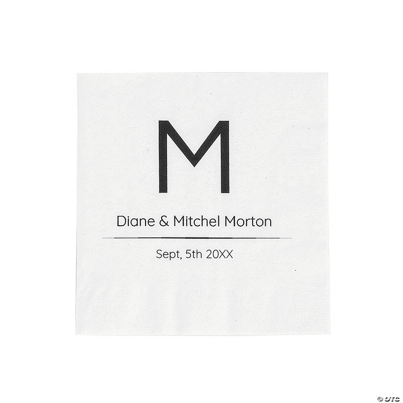 Bulk 50 Pc. Personalized Modern Monogram Beverage Napkins Image
