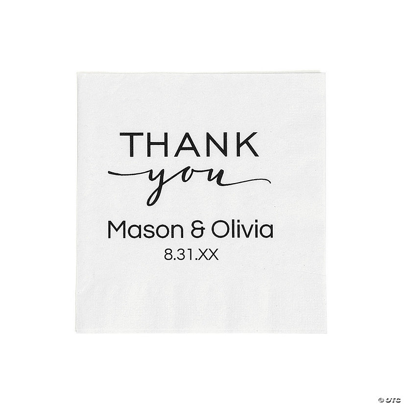 Bulk 50 Pc. Personalized Modern Script Thank You Beverage Napkins Image