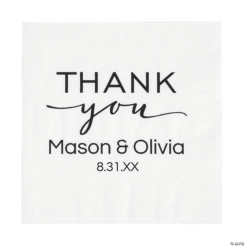 Bulk 50 Pc. Personalized Modern Script Thank You Luncheon Napkins Image
