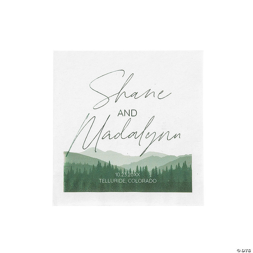 Bulk 50 Pc. Personalized Mountain Wedding Beverage Napkins Image