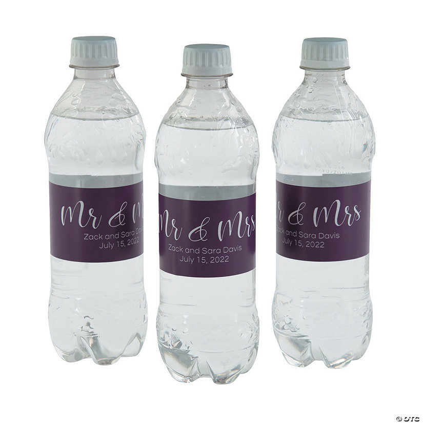 Bulk 50 Pc. Personalized Mr & Mrs Water Bottle Labels Image