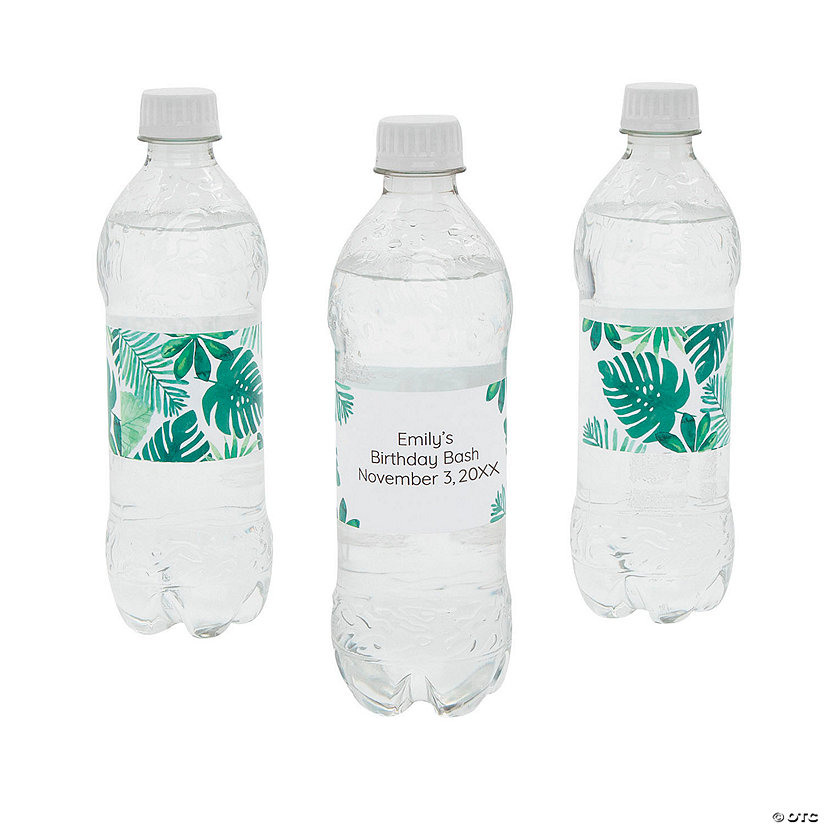 Bulk 50 Pc. Personalized Palm Leaf Water Bottle Labels Image Thumbnail