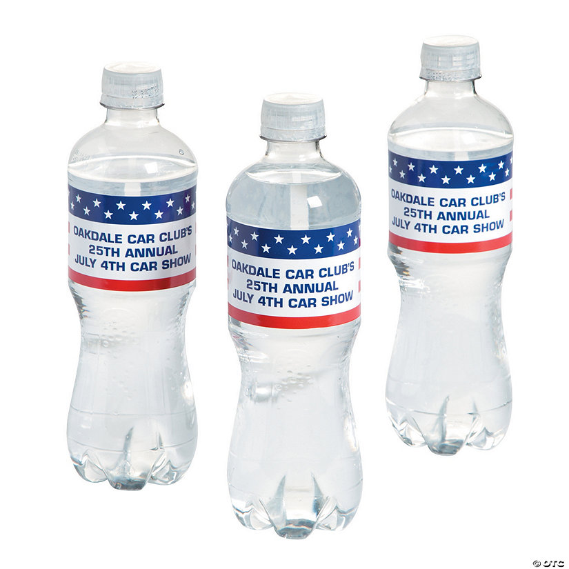 Bulk 50 Pc. Personalized Patriotic Flag Water Bottle Labels Image Thumbnail