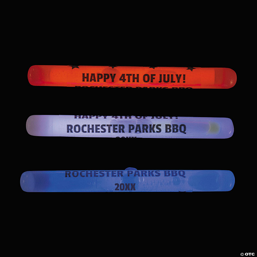 Bulk 50 Pc. Personalized Patriotic Glow Sticks Image Thumbnail